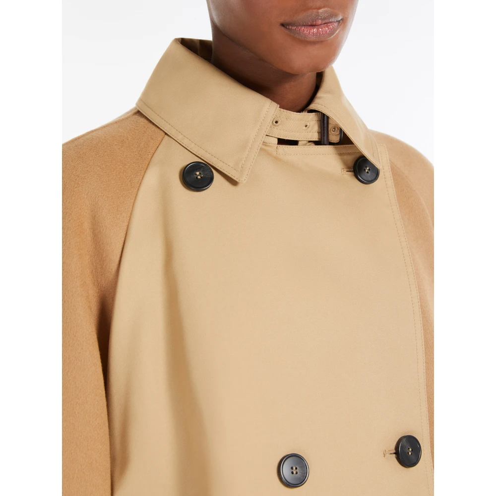 Max Mara Weekend Dubbelrijige trenchcoat in waterafstotende gabardine Beige Dames