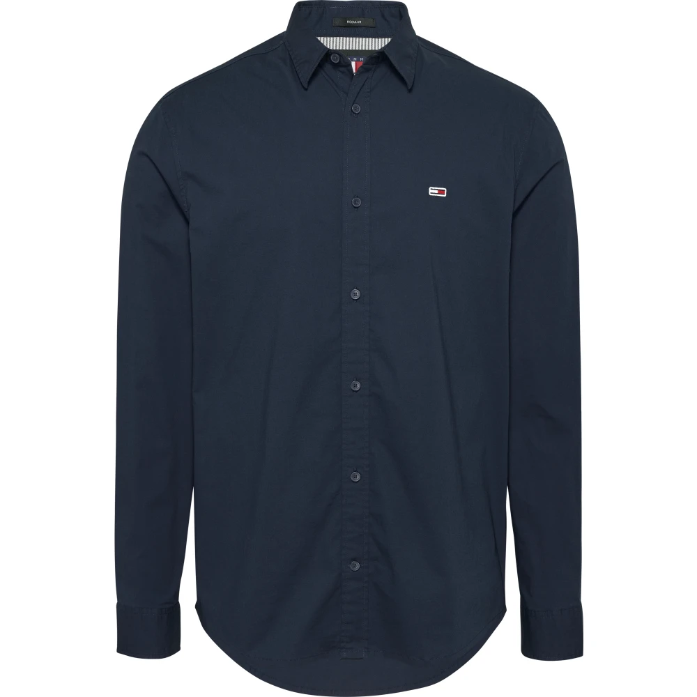 Tommy Jeans Blauwe Slim Poplin Overhemd Blue Heren