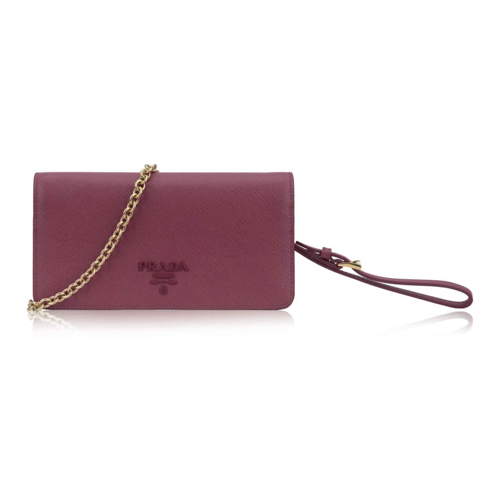 Prada Leren Schoudertas Magneetsluiting Red Dames