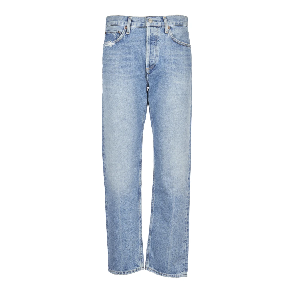 Agolde Blauwe Straight High-Waisted Jeans Blue Dames