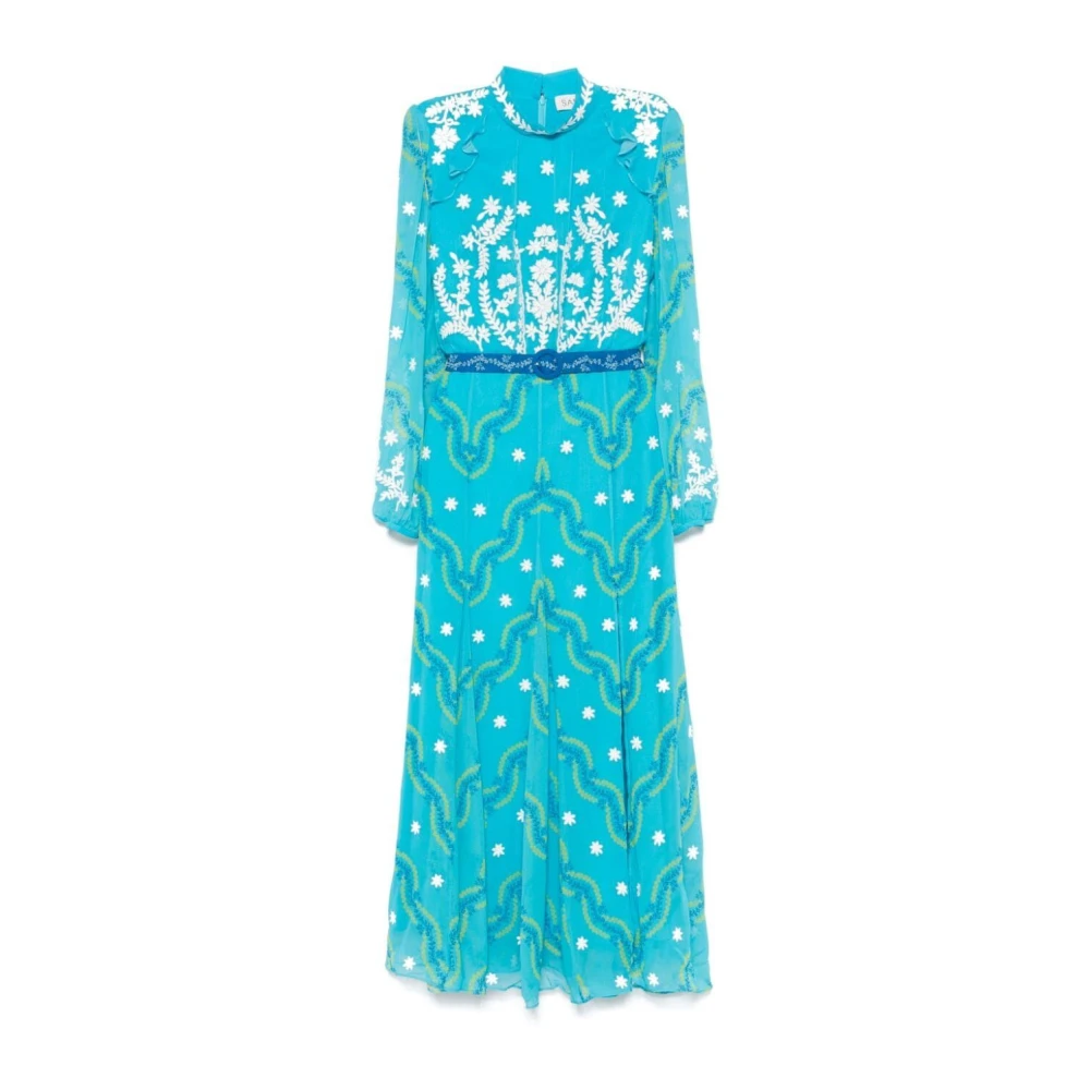 Saloni Sky Geborduurde Jacquib Jurk Blue Dames