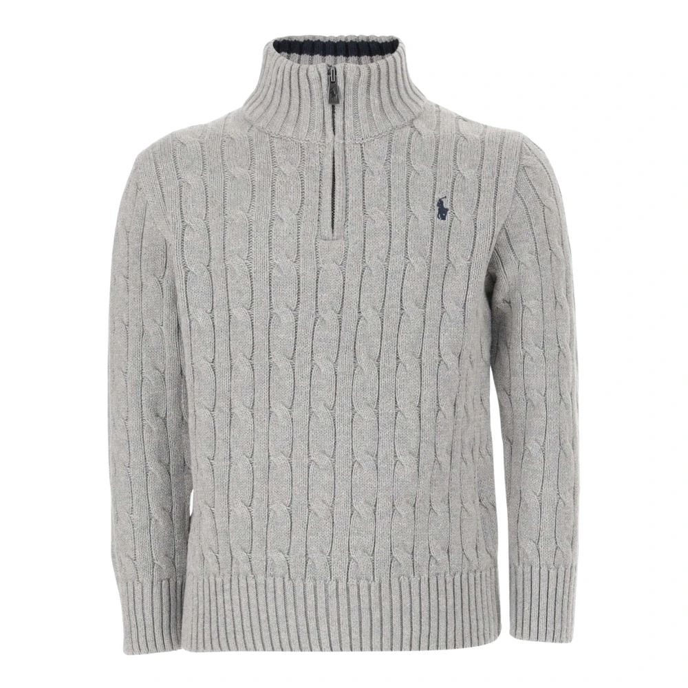 Polo Ralph Lauren Bomull Cardigan med Hög Krage Dragkedja Gray, Pojke