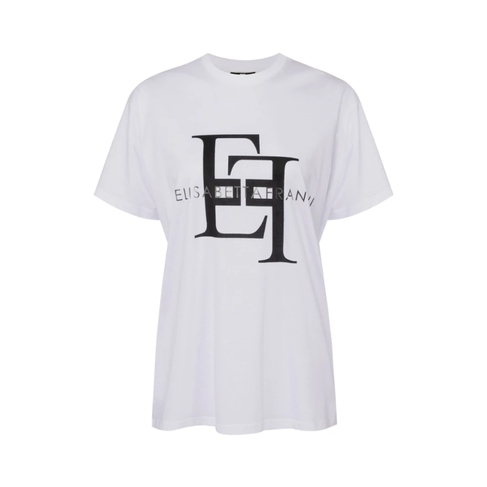 Elisabetta Franchi Logo T-Shirt Casual Stijl White Dames