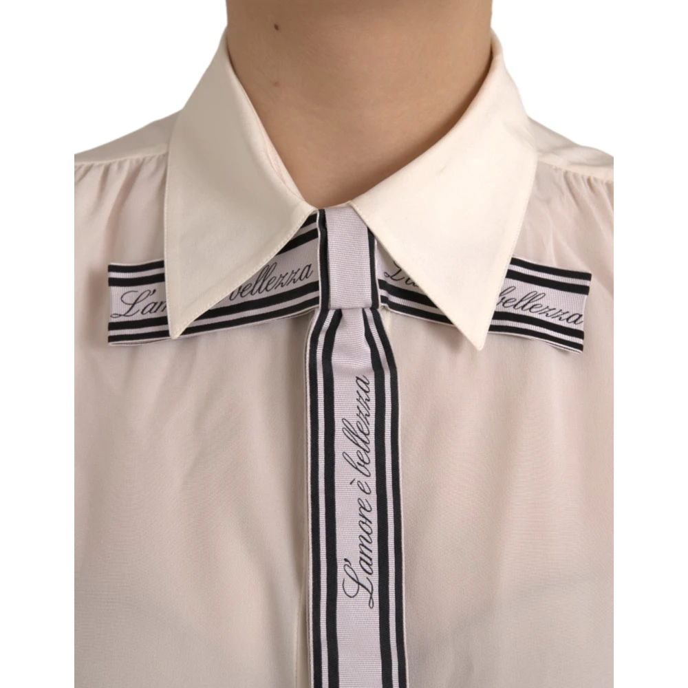 Dolce & Gabbana Off White Button-Down Polo Top White Dames