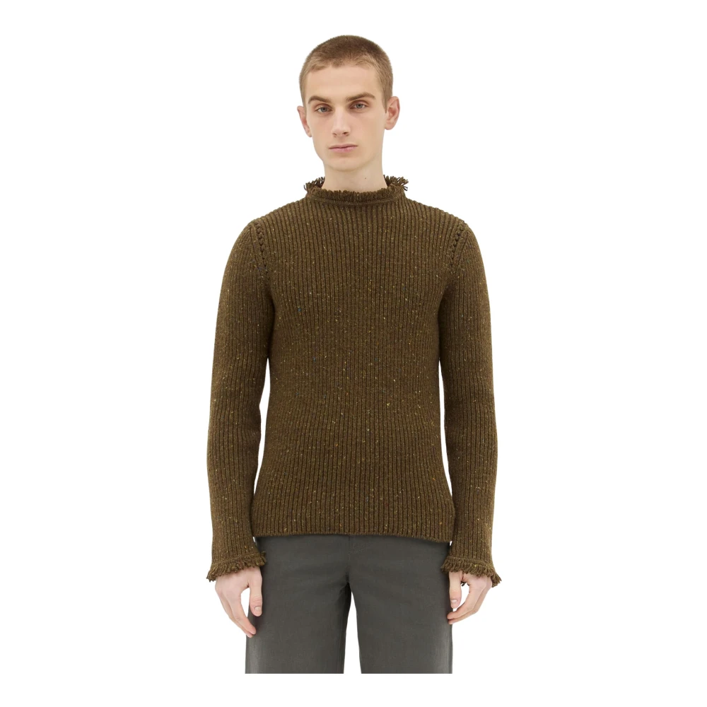 Burberry Fringed Wool Sweater Brown Heren