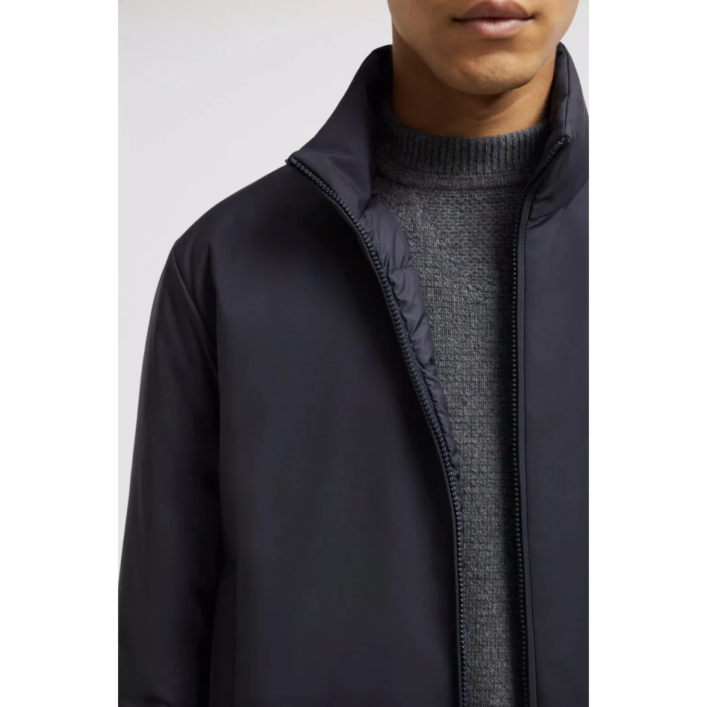 Moncler Navy Short Down Jacket Blue Heren