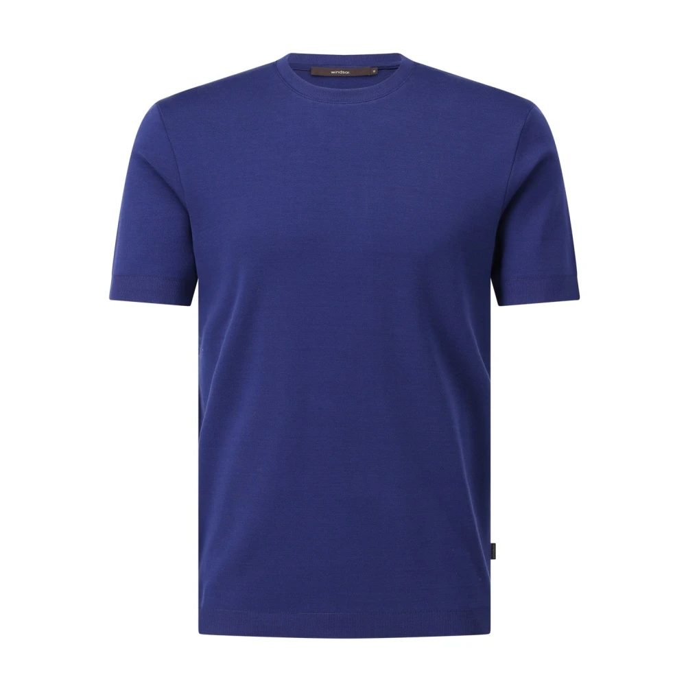 Windsor Eenvoudig Katoenen T-Shirt Blue Heren