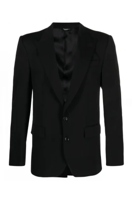 Svart Enradig Blazer med Peak Revers