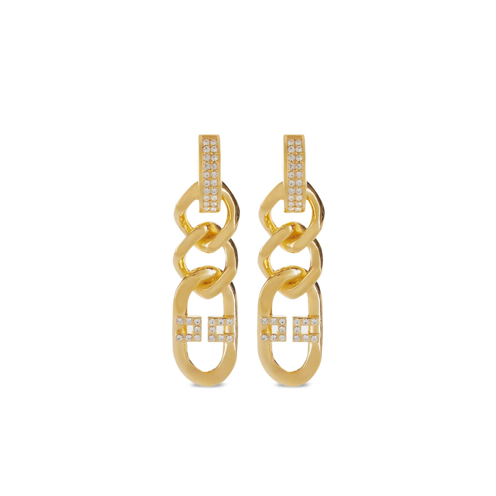 関税送料込【ELISABETTA FRANCHI】イヤリング☆ゴールド ロゴ Elisabetta Franchi women's earrings with rhinestones
