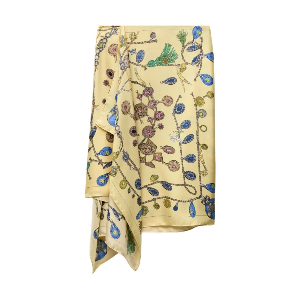 Versace Beige Printed Midi Skirt - Female - Midi Skirts - M - Skirts