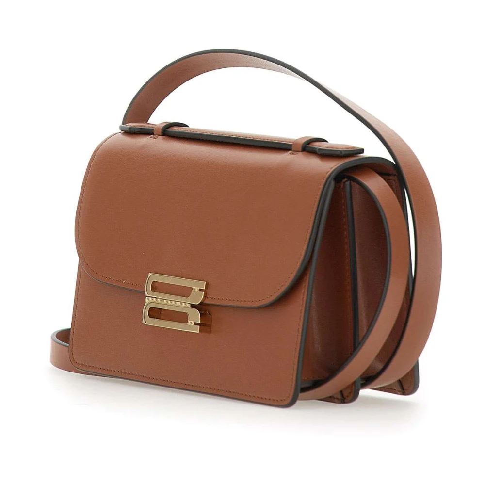 Victoria Beckham Bruin Leren Schoudertas The Dorian Brown Dames