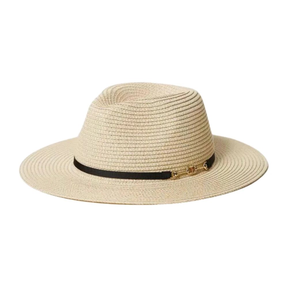 Twinset Strohoed met Grosgrain Lint Yellow Dames