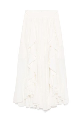 ivory-white-pleated-asymmetric-hem-skirt