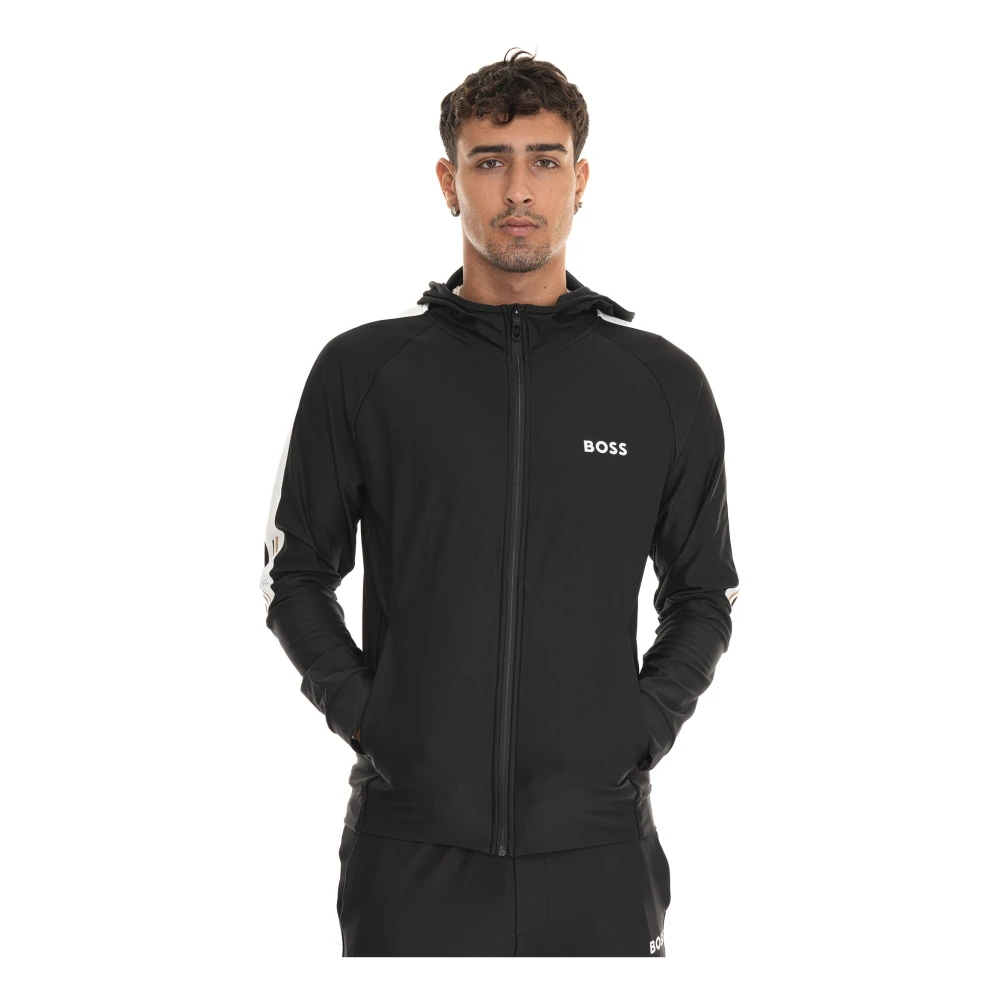 Boss High-Tech Hoodie met Rits Black Heren