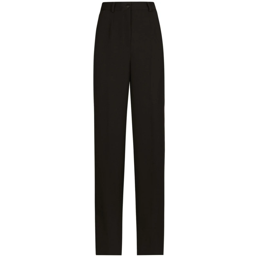 Dolce & Gabbana Zwarte wollen broek met zakken Black Dames