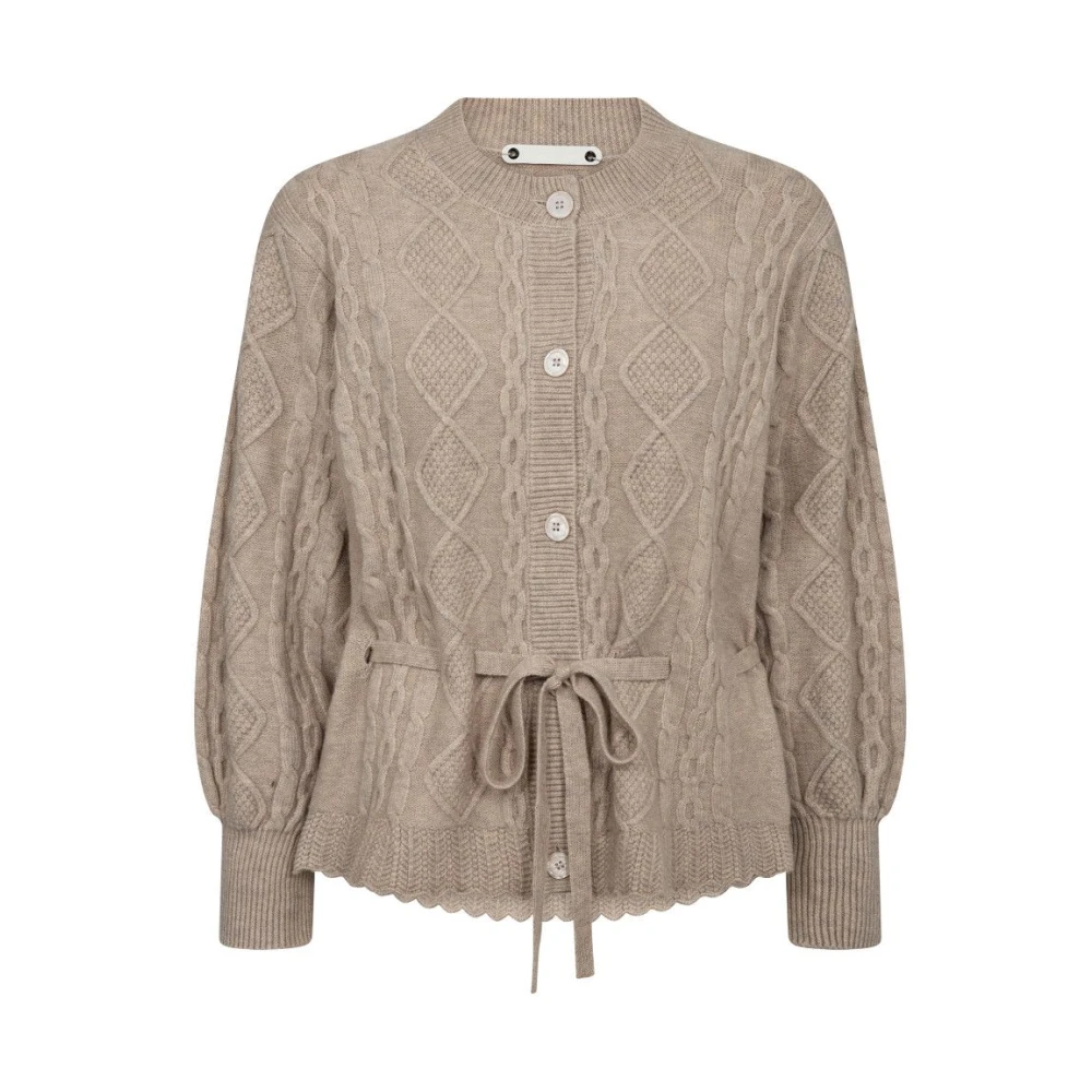 Co'Couture Beige Gebreid Vest met Riem Beige Dames