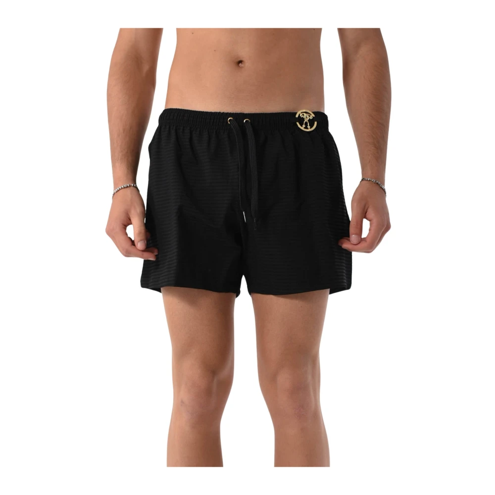 Moschino Zwemboxershorts met logoplaquette Black Heren