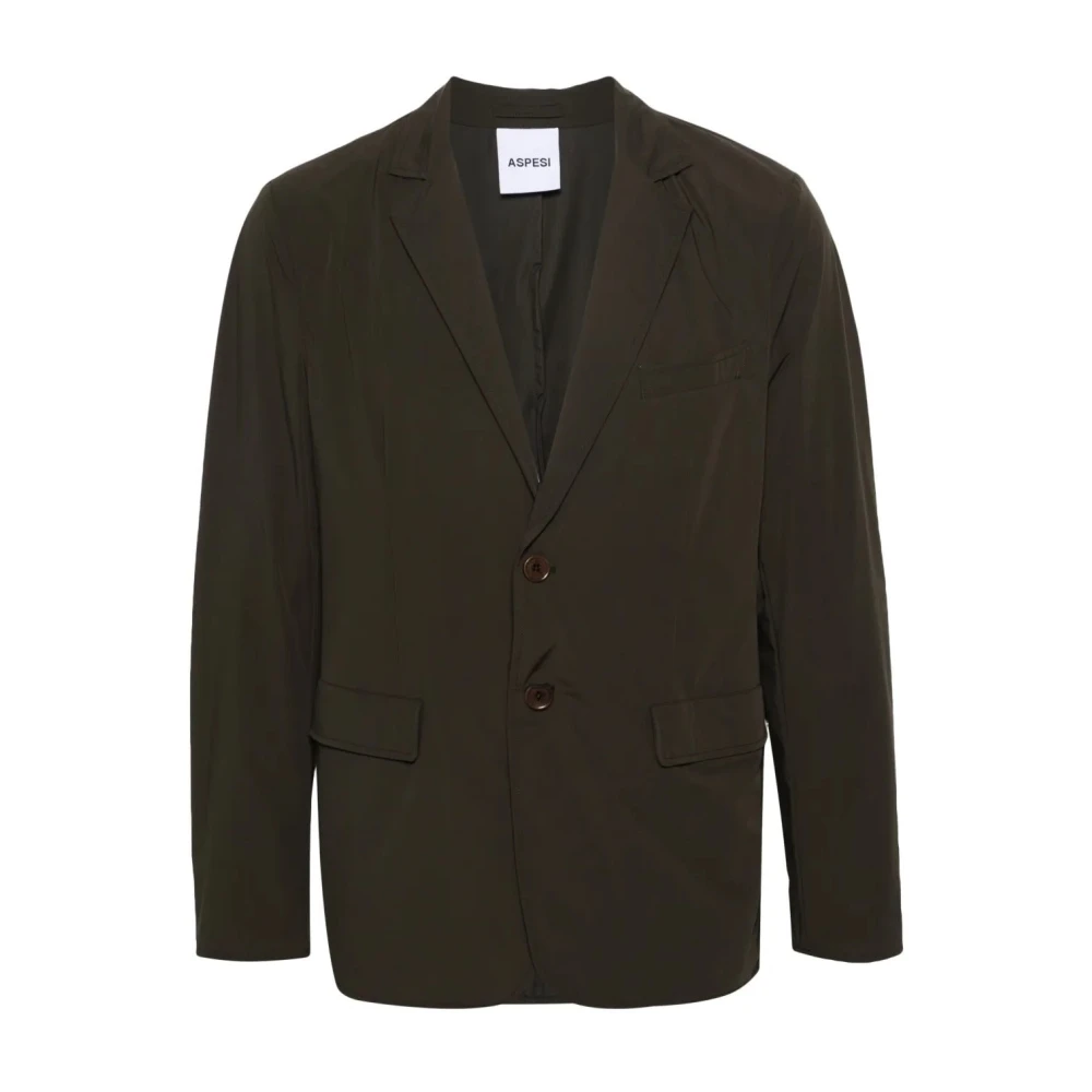 Aspesi Single Breasted Nylon Blazer Green Heren