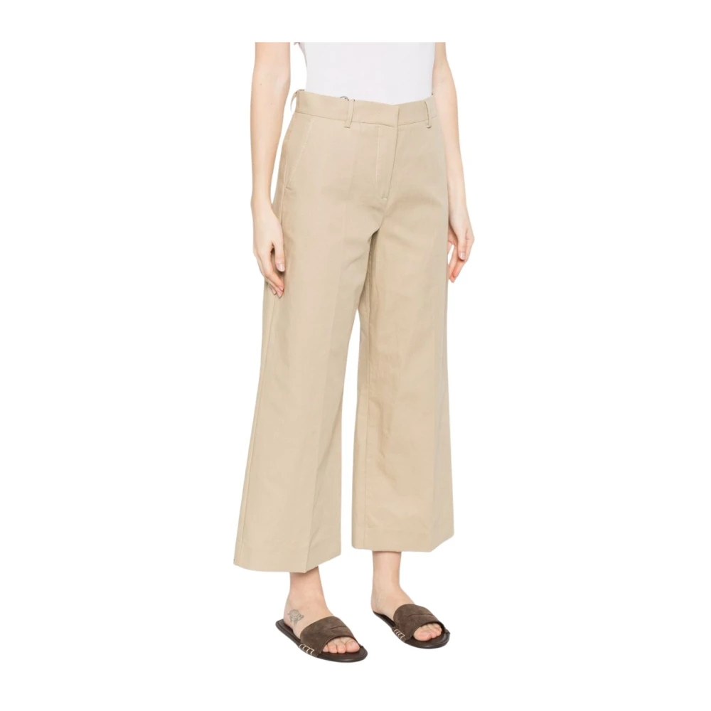 Weekend Max Mara Women's Beige Wide Trousers, L, Zircone Trousers