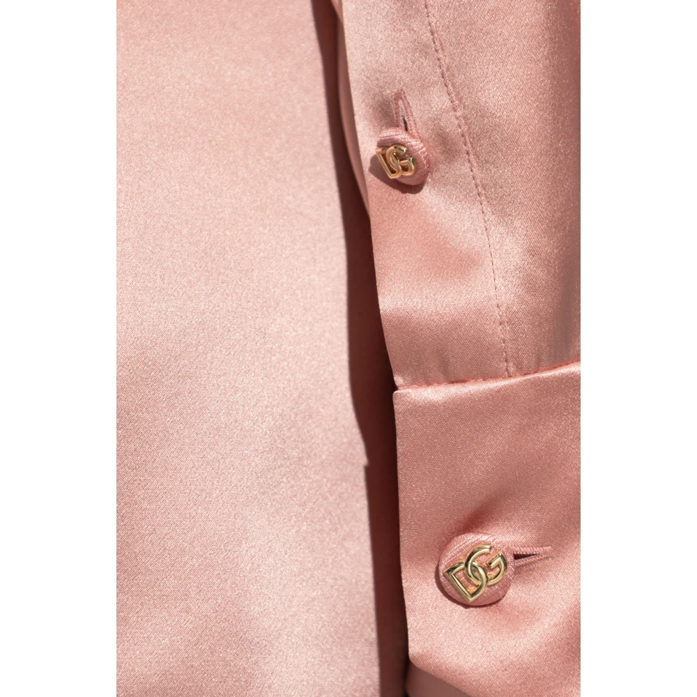 Dolce & Gabbana Zijden top met gedrapeerde halslijn Pink Dames