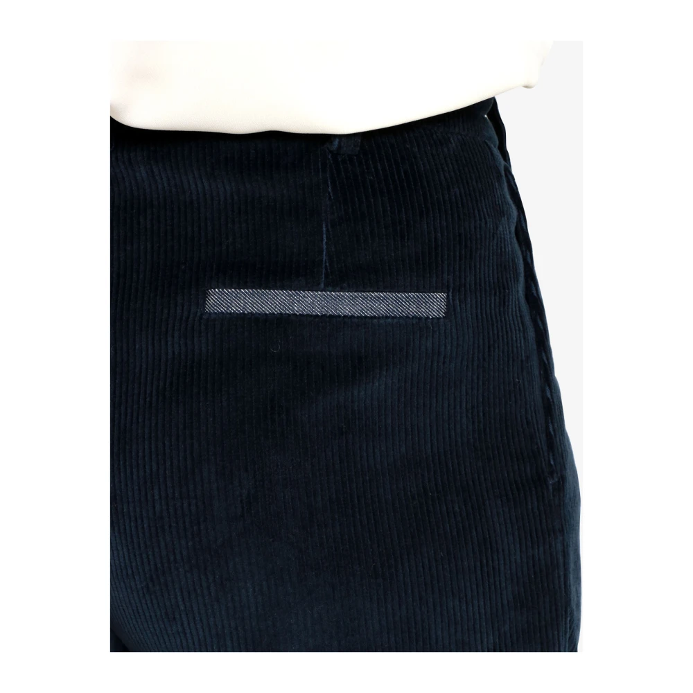 Roy Roger's Blauwe Fluwelen Broek Geribbeld Patroon Blue Dames