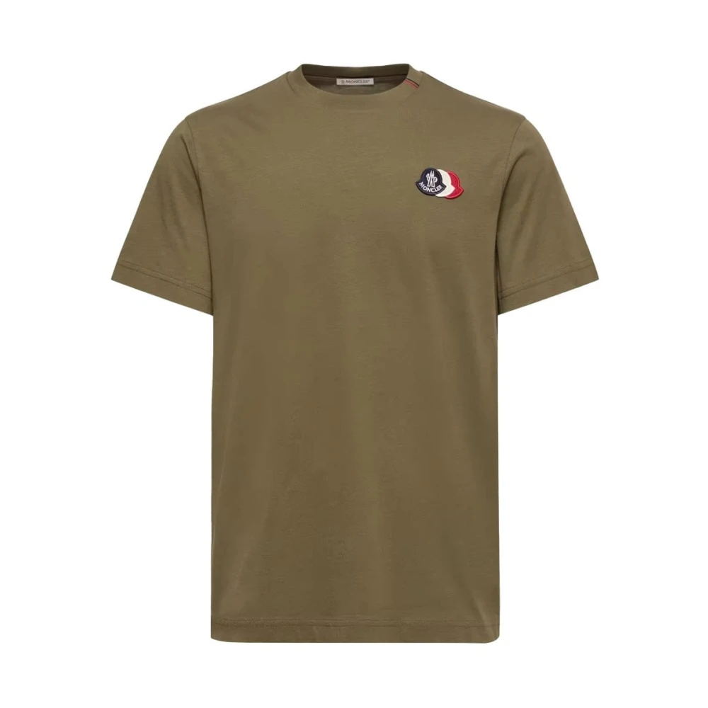 Moncler Green T-Shirts, Male, S, Triple Logo Cotton T Shirt