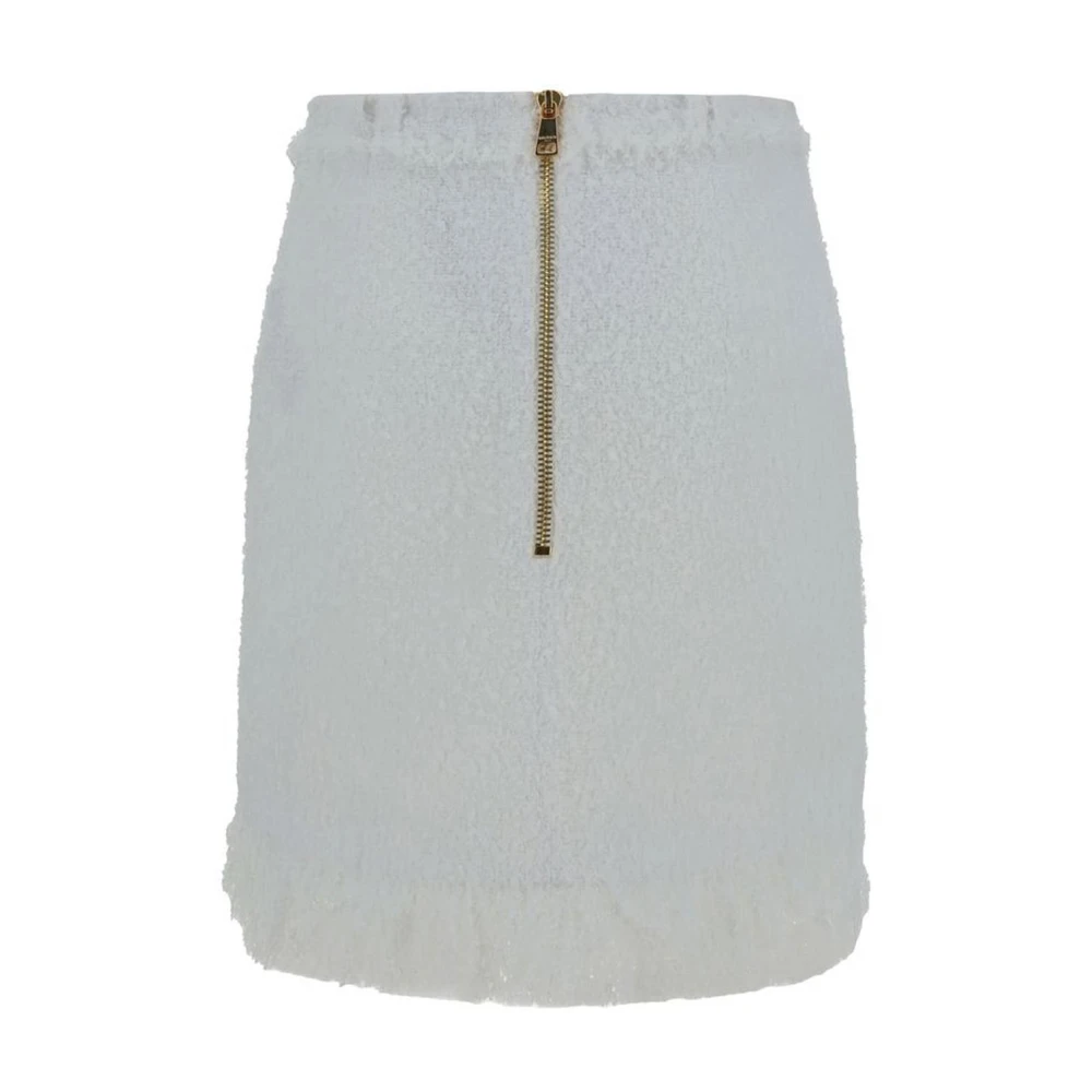 Balmain Mini Rok met Leeuwenkop Detail White Dames
