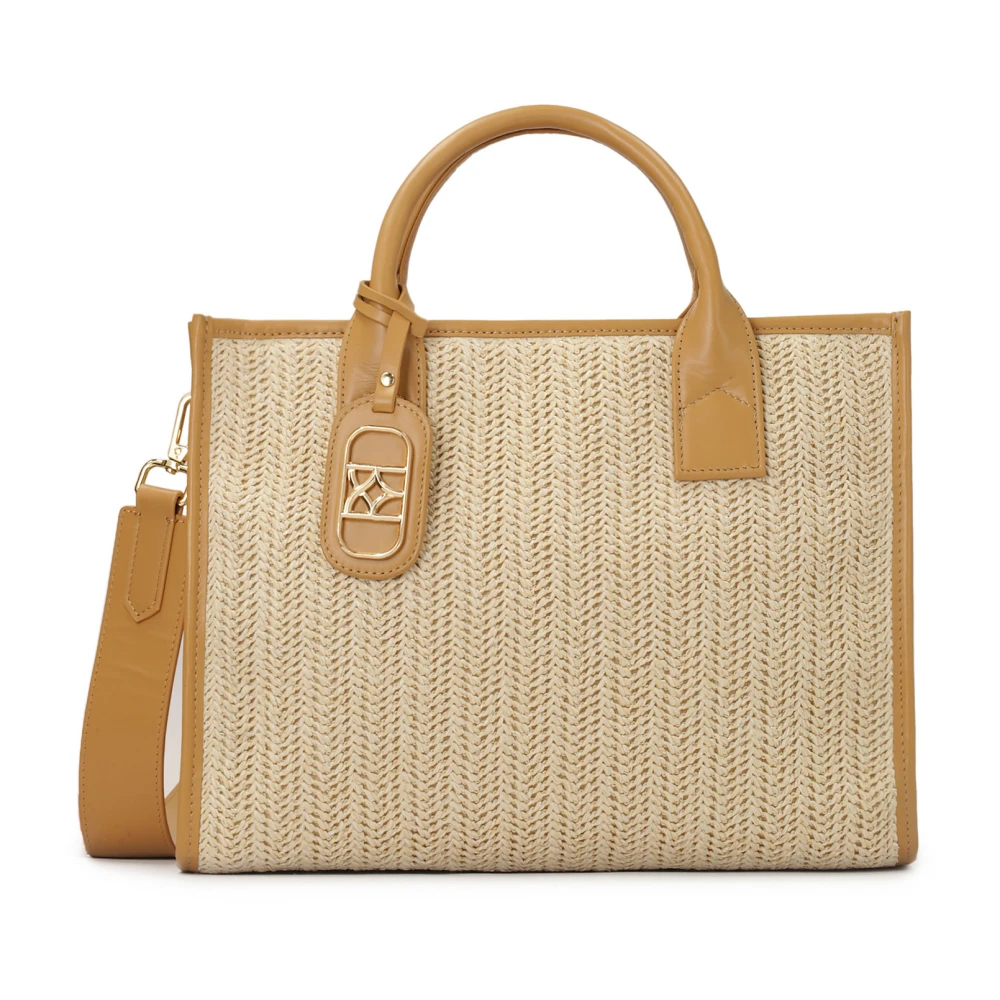 Kazar Gevlochten beige handtas met leerelementen Beige Dames