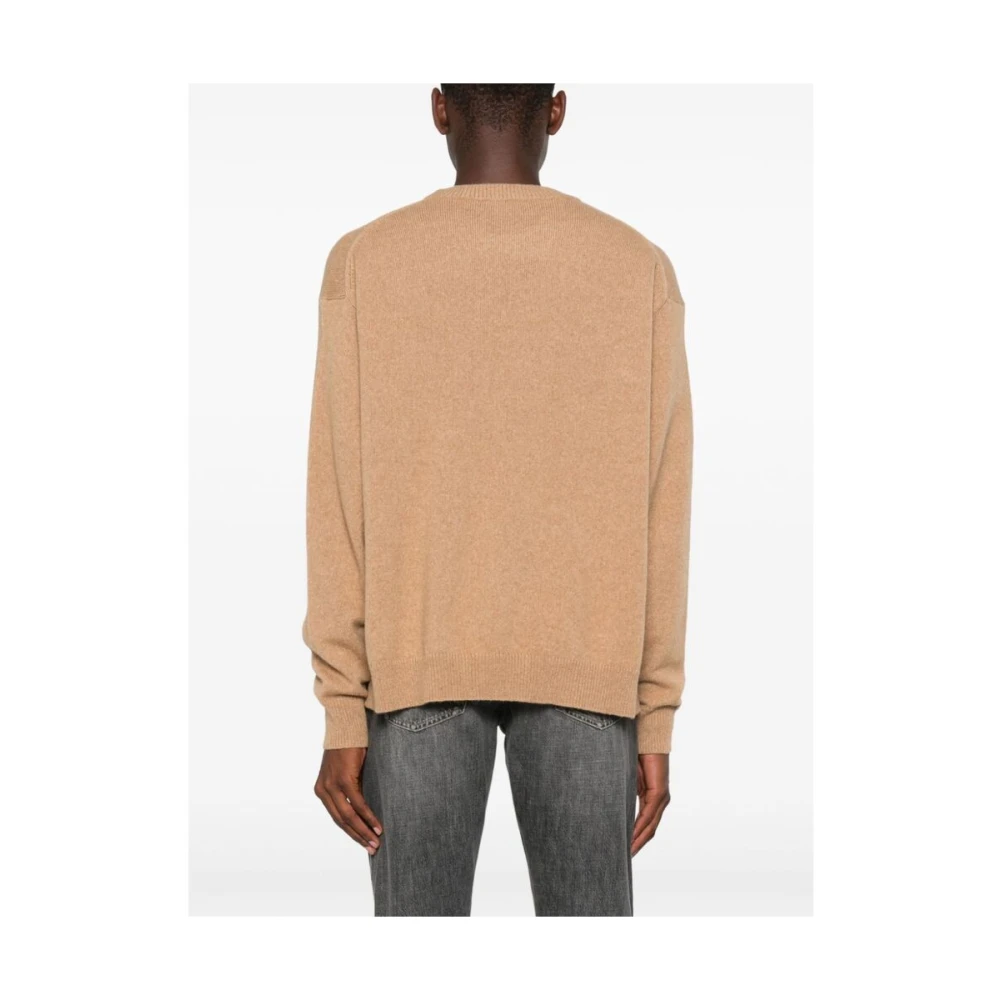Roberto Collina Kameelbruine Gebreide Crew Neck Sweater Beige Heren