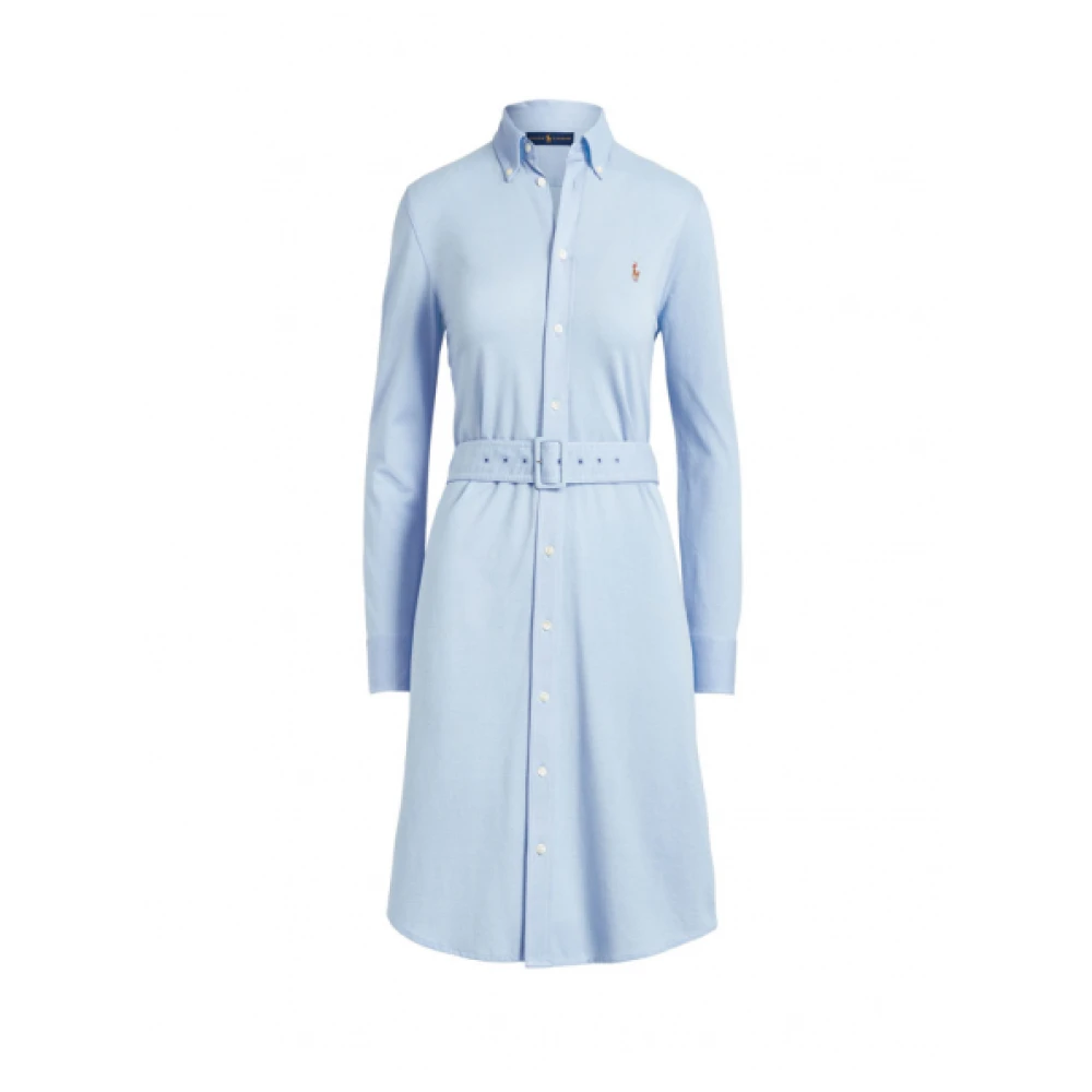 Polo Ralph Lauren Bomull Piqué Skjortklänning Blue, Dam