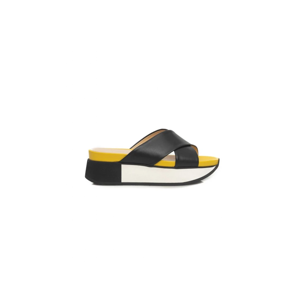 Cerruti 1881 Women's Black Leather Platform Sandal
