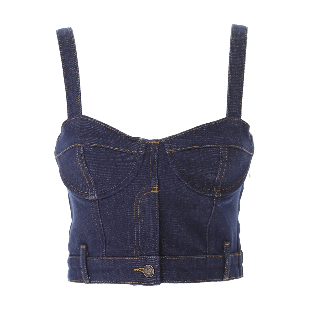 Moschino Denim Crop Top Blue Dames