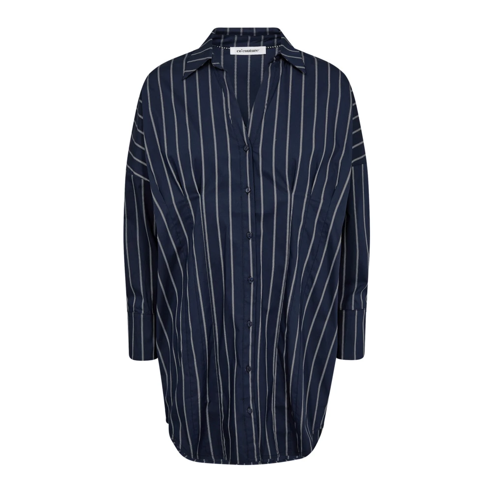 Co'Couture Navy Gestreepte Plooi Shirt Blouse Blue Dames