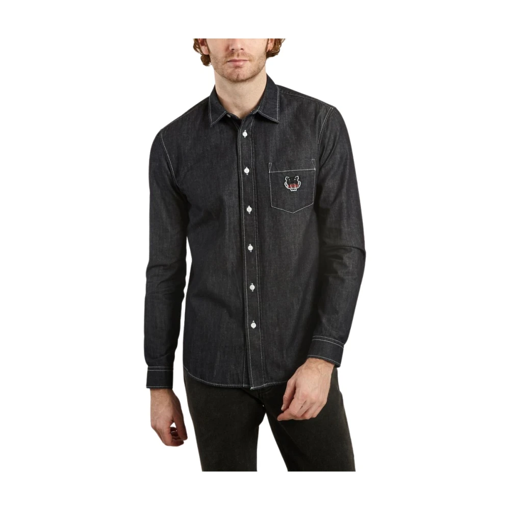 Kenzo Men's Gray Casual Denim Shirt