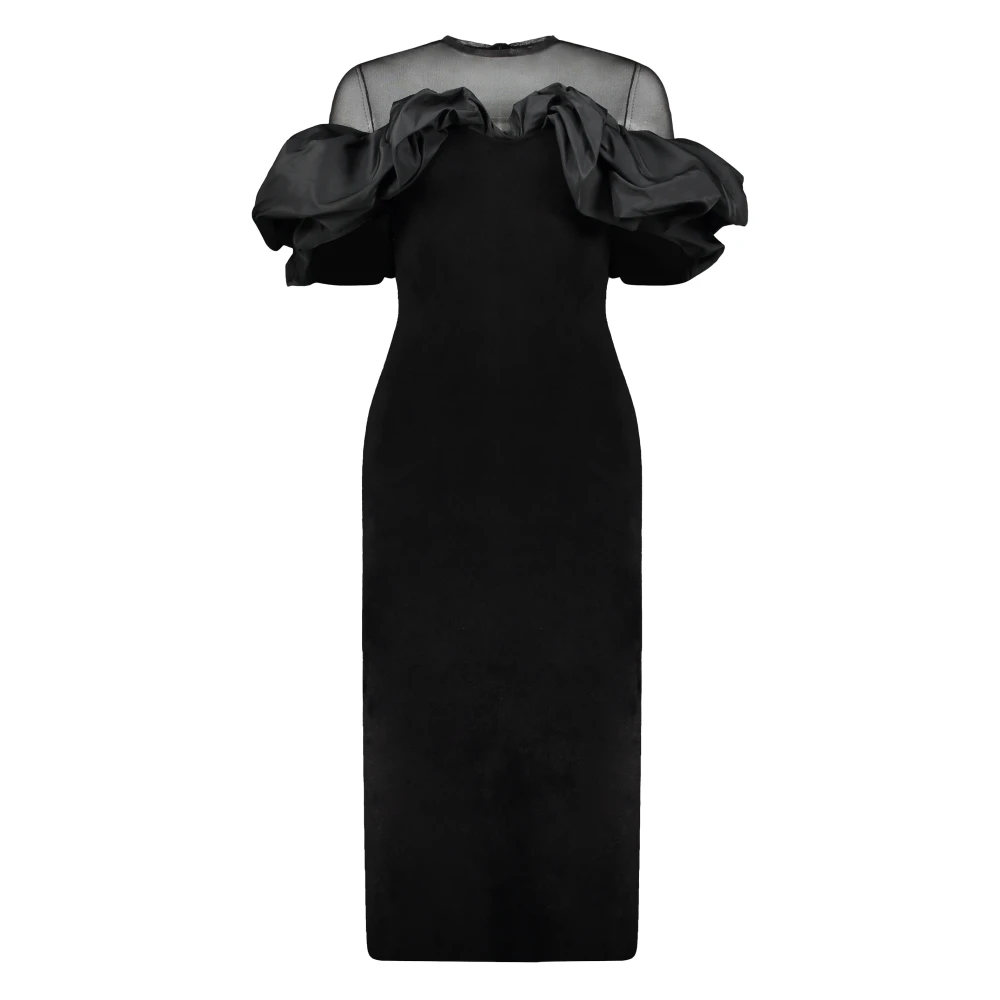 Alexander mcqueen Gerimpelde Mouw Jurk Black Dames
