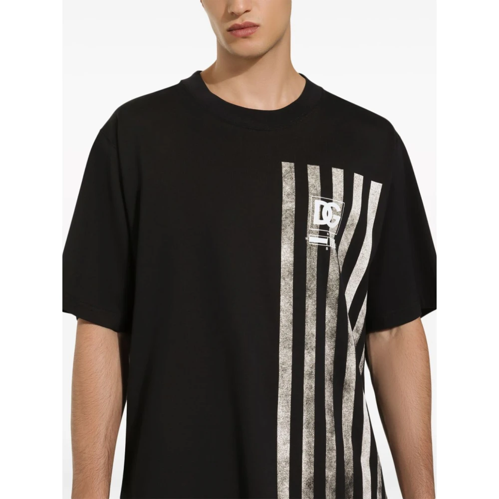 Dolce & Gabbana Gestreept T-shirt Black Heren
