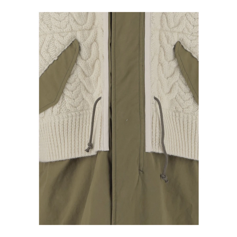 Junya Watanabe Khaki Wollen Blend Parka met Rits Green Heren
