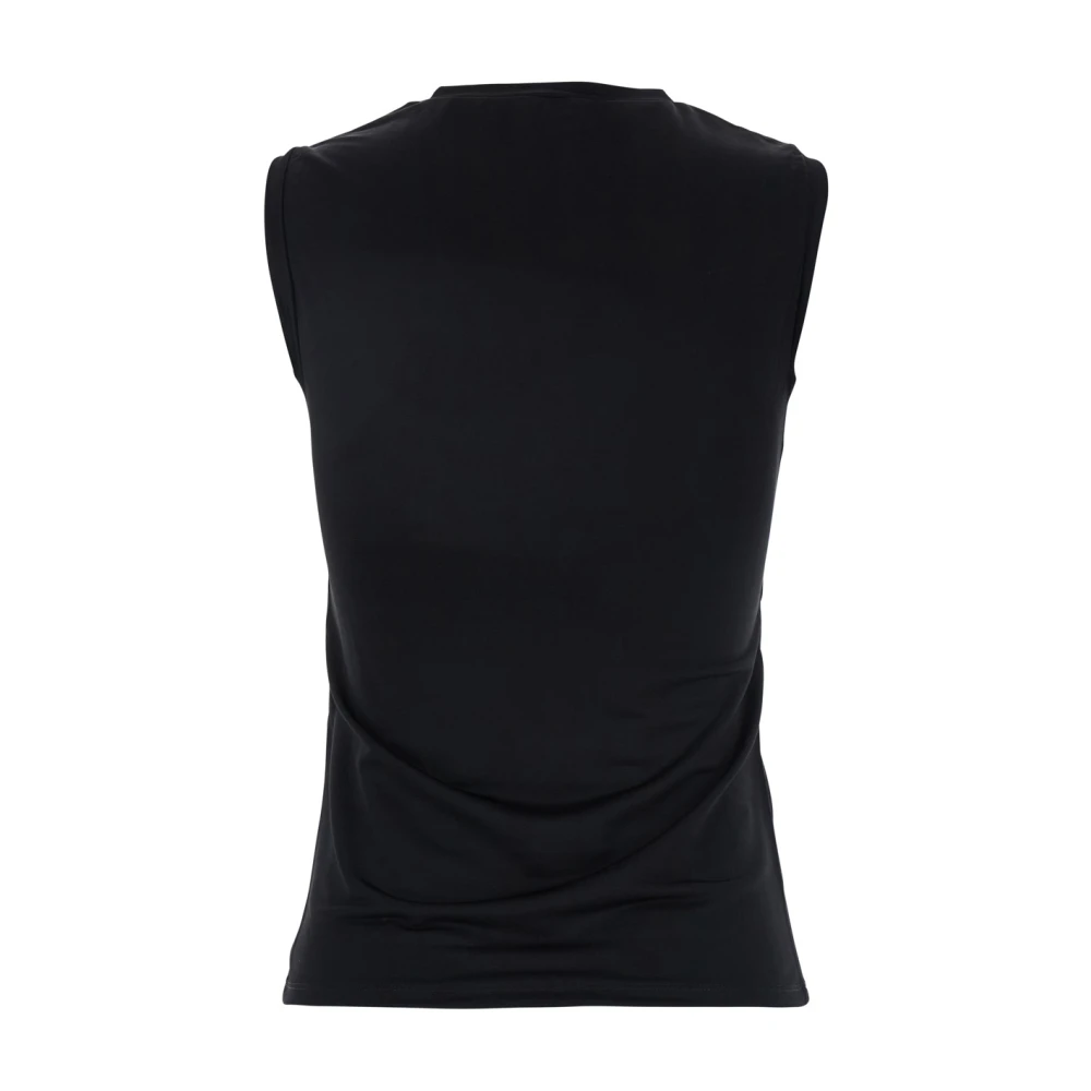 alexander mcqueen Zwarte Logo Mouwloze Crewneck Top Black Dames