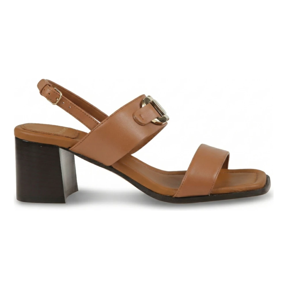 Ferragamo Women's Brown High Heel Sandals, 4 1/2 Uk, Sandal With Gancini Ornament