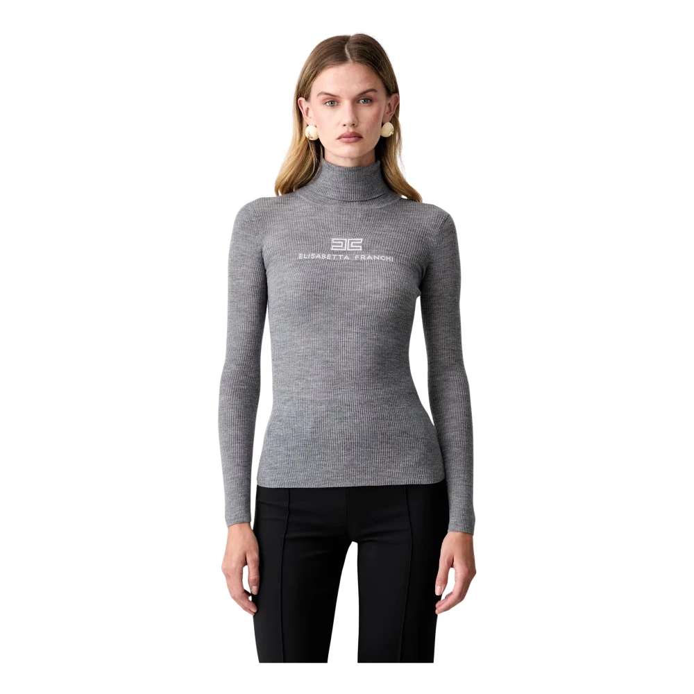 Elisabetta Franchi , Damen, Strickwaren, Grau, Xl
