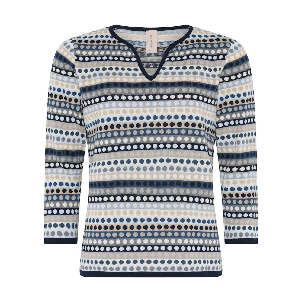 Skovhuus Gestippelde 3 4 Mouw Pullover Blue Dames
