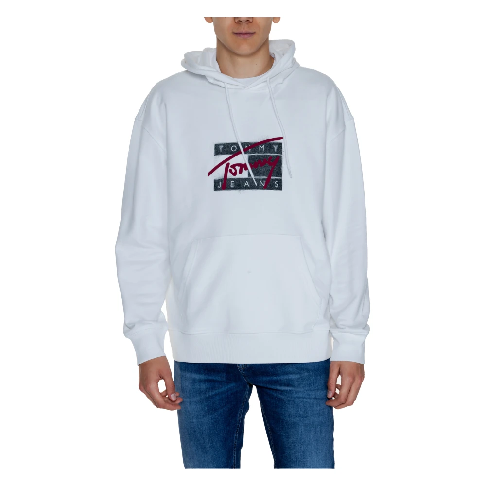 Tommy Jeans Graffiti Hoodie Mannen Herfst Winter Collectie White Heren