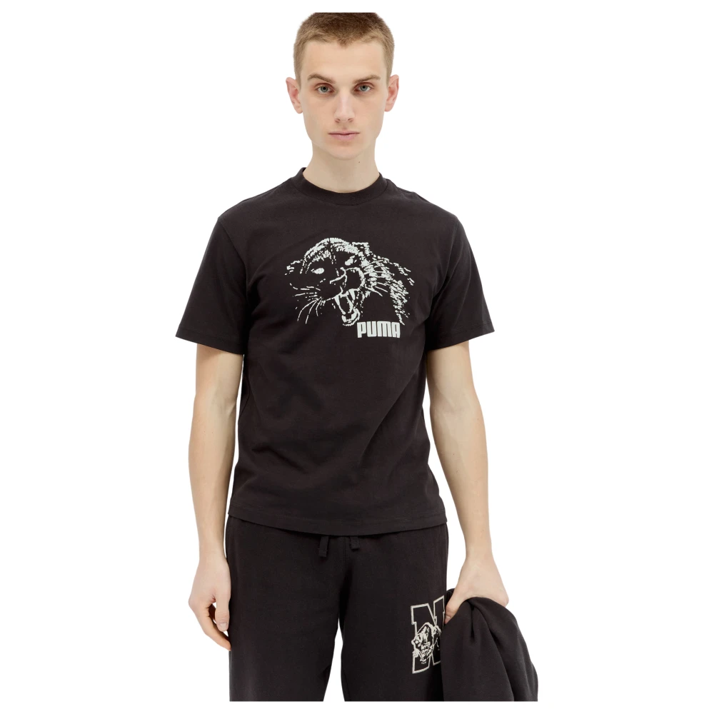 Puma Grafische Logo Print Katoenen T-Shirt Black Heren