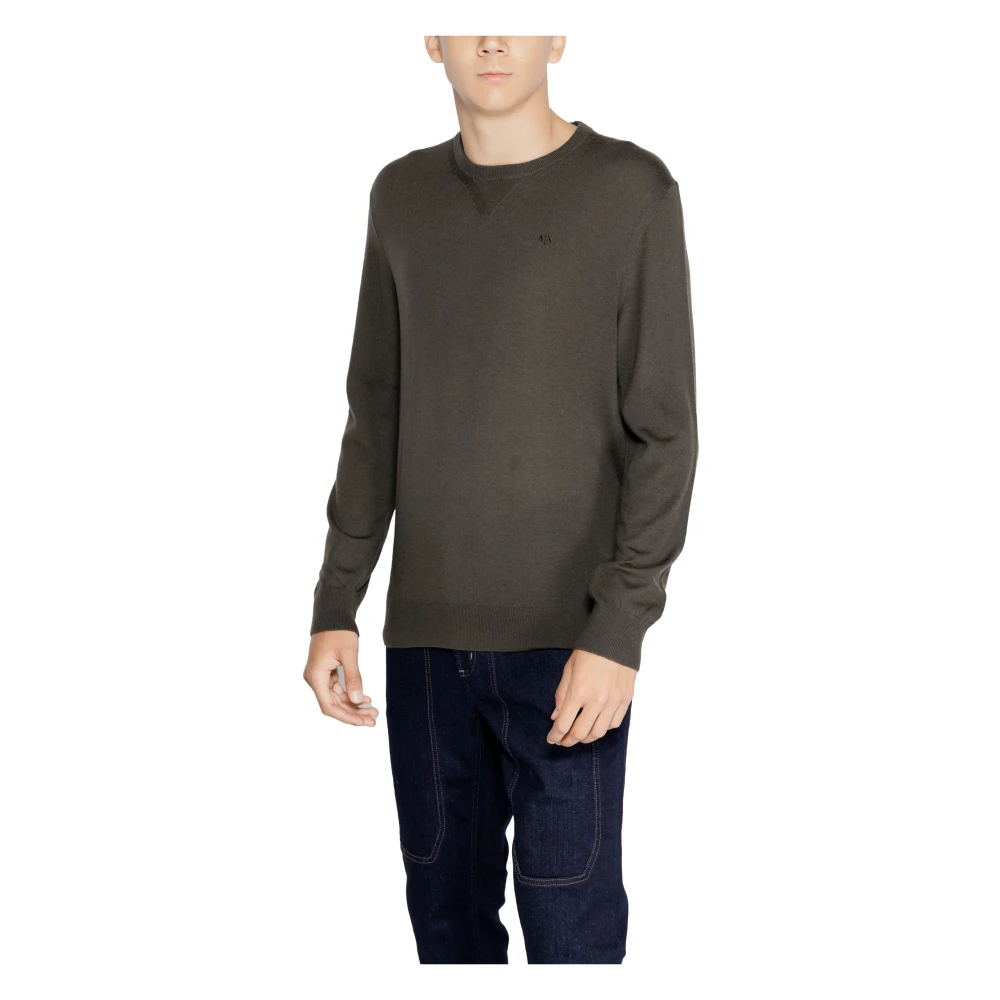 Armani Exchange Bruine Wollen Trui Lange Mouwen Ronde Hals Brown Heren