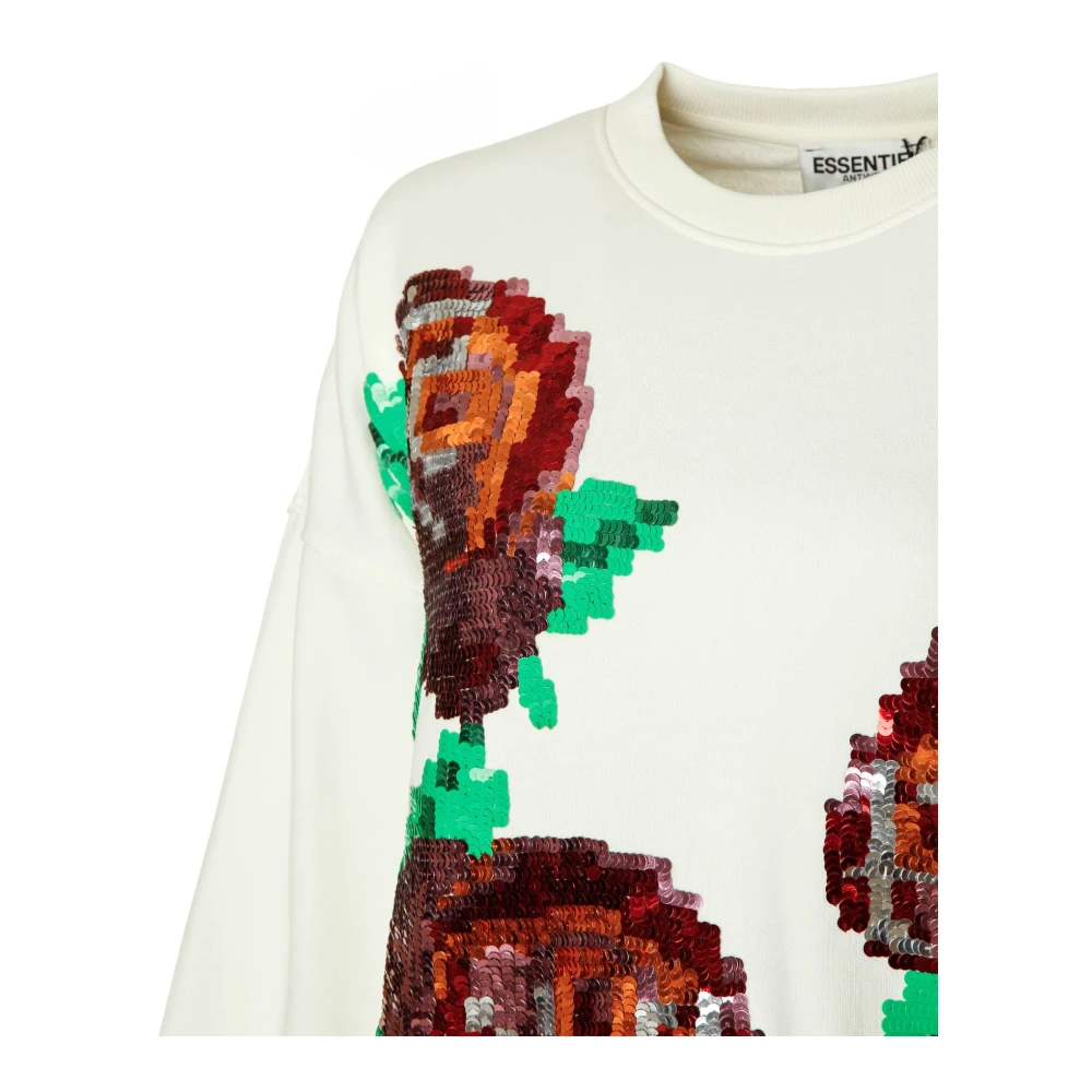 Essentiel Antwerp Bloemen Sequin Sweater White Dames