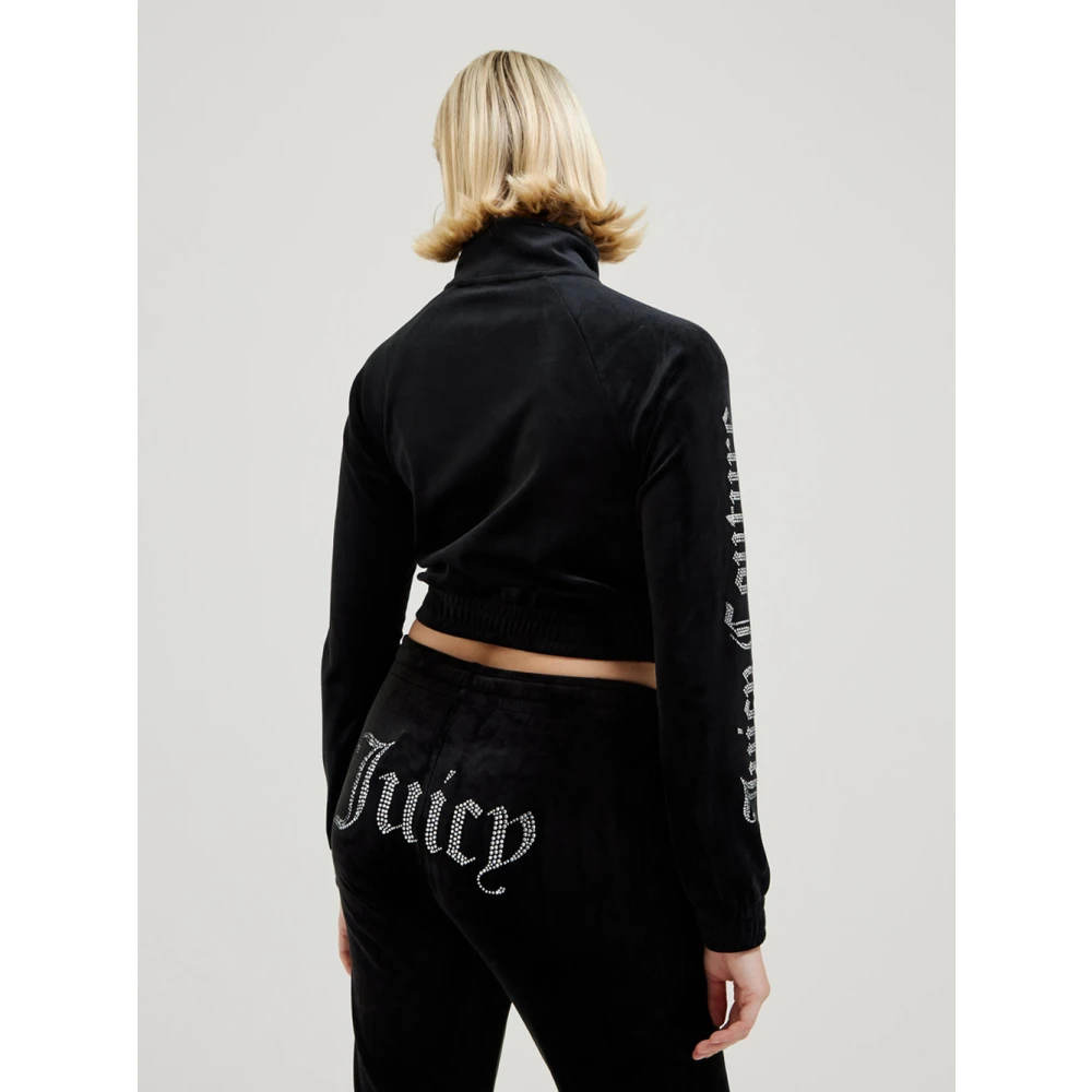 Juicy Couture Zwart Velours Cropped Track Jacket Black Dames