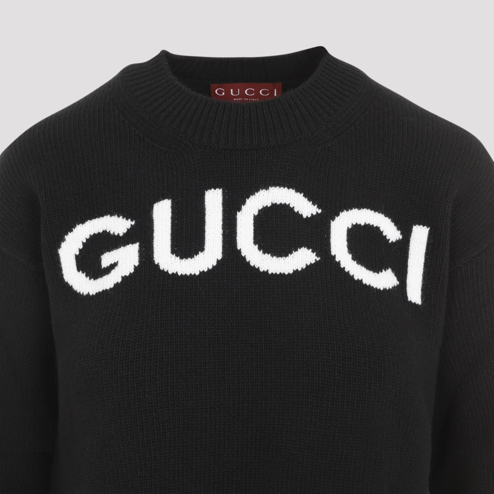 Gucci Zwarte Wollen Trui Aw24 Black Dames