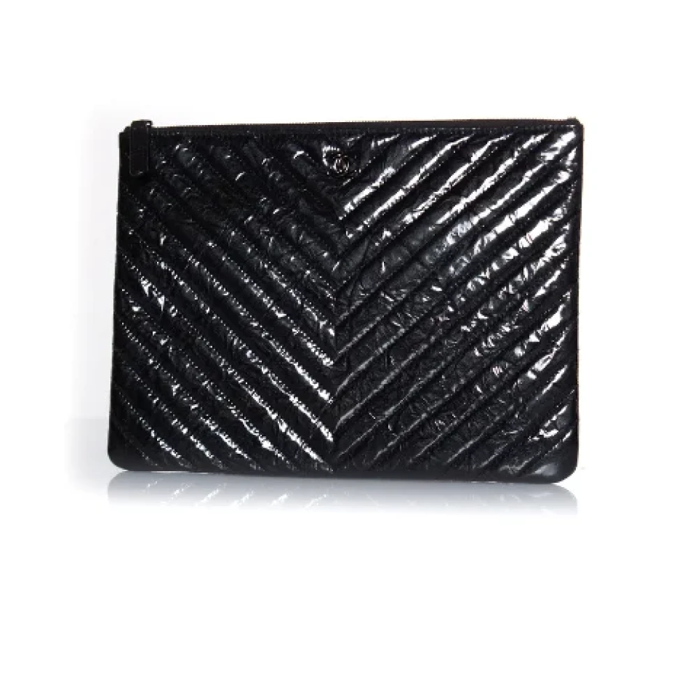 Chanel Vintage Pre-owned Leather clutches Black Dames