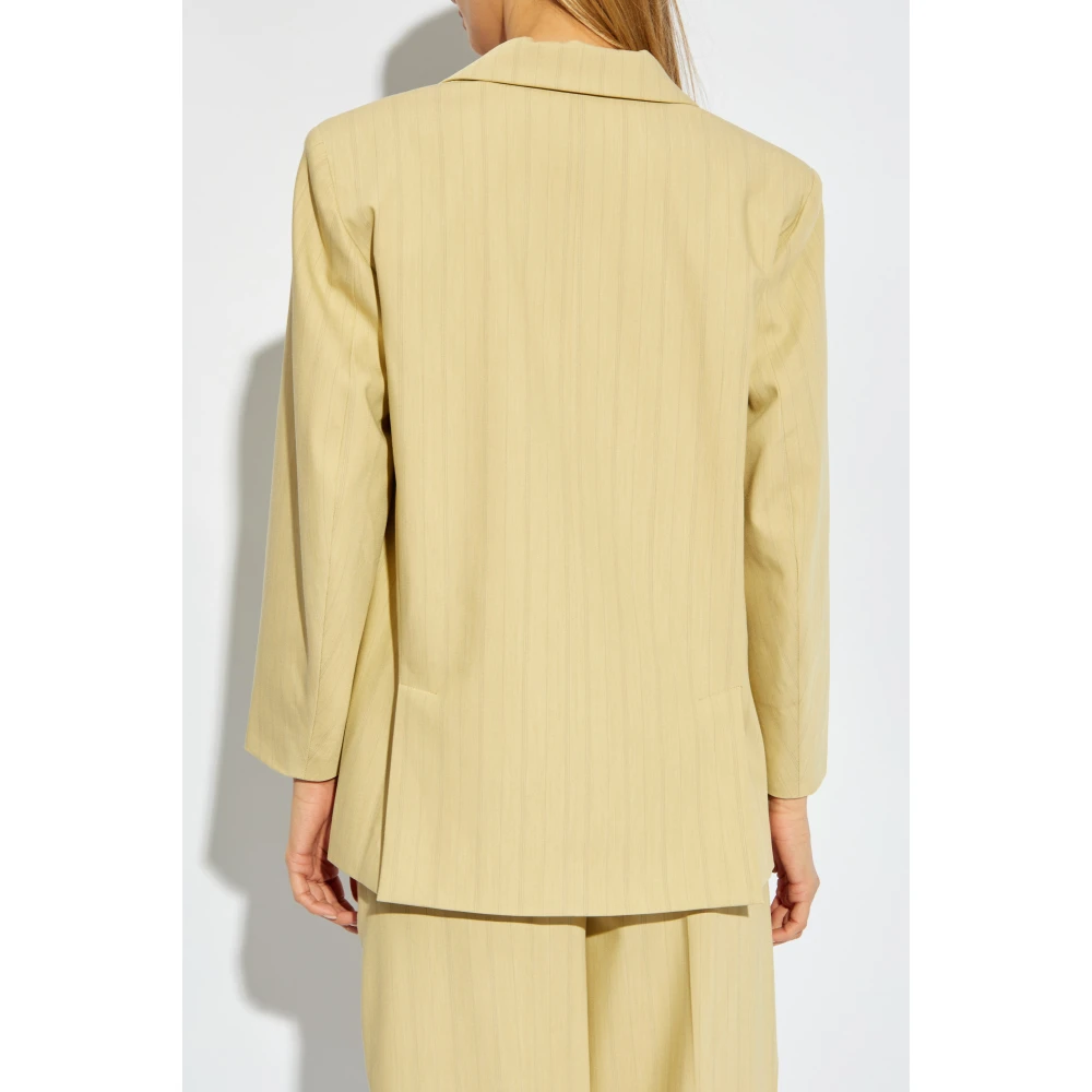 Ganni Gestreept patroon blazer Beige Dames