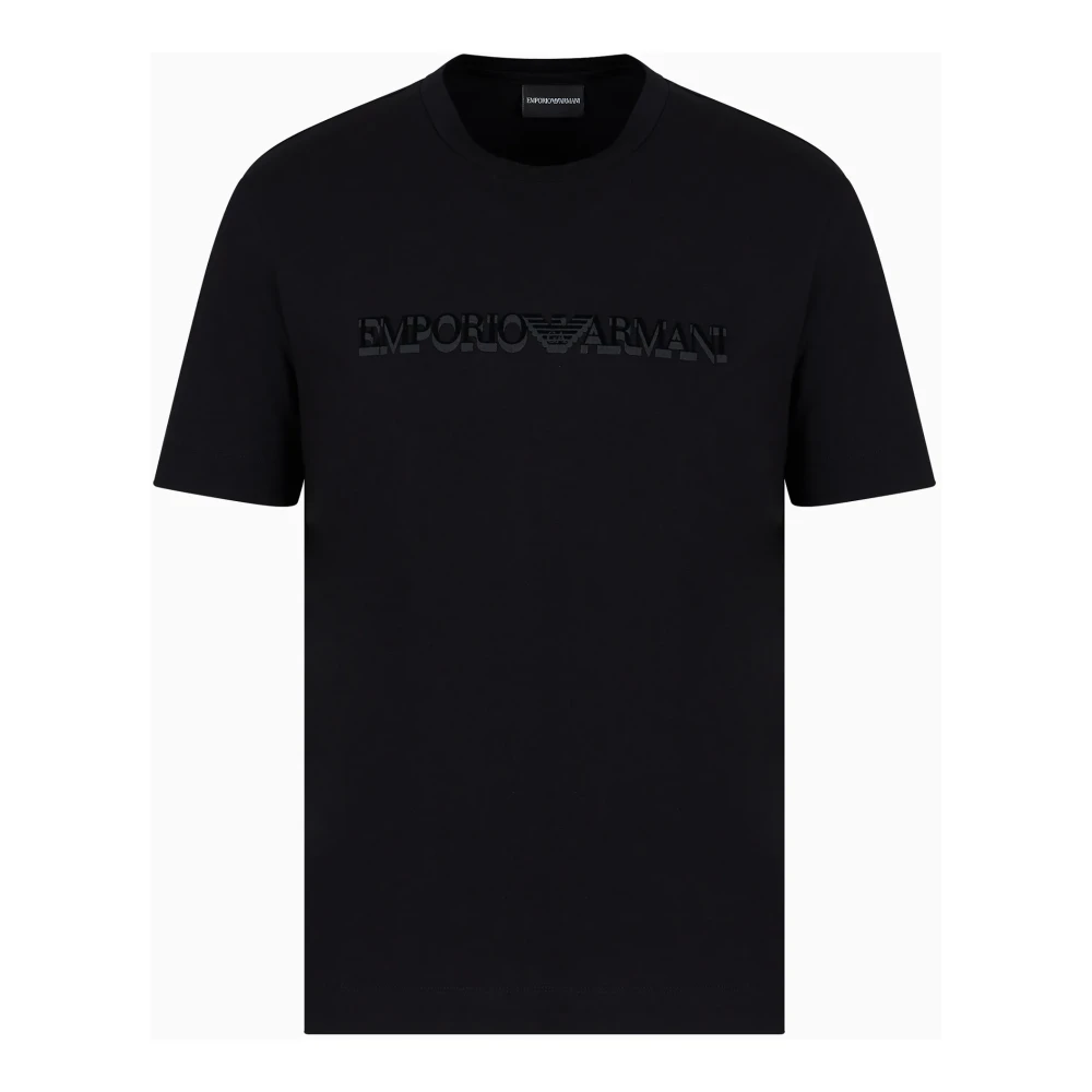 Emporio Armani Premium Katoenen T-shirt met Logo Print Black Heren